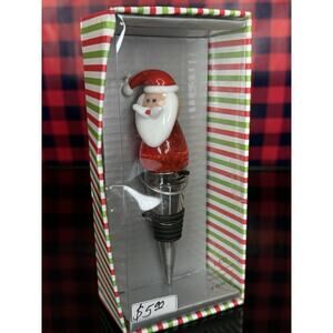 LED Holiday Art Glass Santa Wine Bottle Stopper LS Art